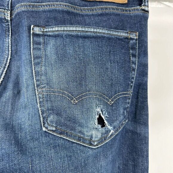 American Eagle Slim Straight Jeans Airflex Blue Denim Mens Size 31x32 Distressed - Picture 8 of 10